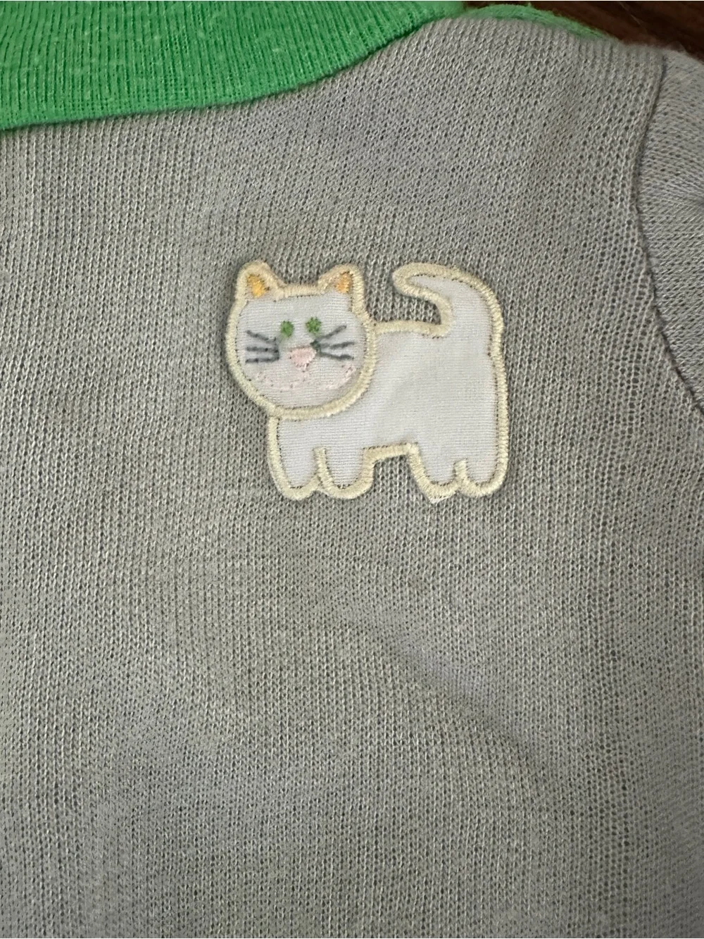 Cabbage Patch Kids Gray Green & White Cat Top Pants Outfit Set Fits 16 in Doll